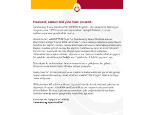 Galatasaray’dan açıklama: "Vahdettin Engin derhal istifa etmelidir"