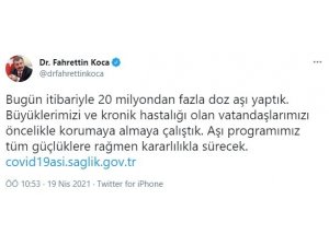 Bakan Koca: "Aşı programımız tüm güçlüklere rağmen kararlılıkla sürecek"