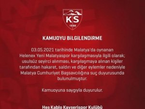 Kayserispor usulsüz seyirci için Cumhuriyet Başsavcılığına başvurdu