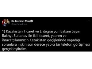 Bakan Muş, Kazak mevkidaşı Sultanov’la telefonla görüştü