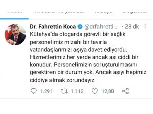 İlginç aşı davetine Bakan Koca’dan destek