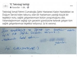 Hastaneden taburcu olan kadının yakınlarının bıraktığı not duygulandırdı