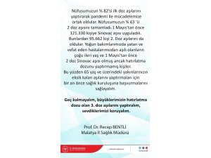 Malatya’da 3. doz aşı çağrısı