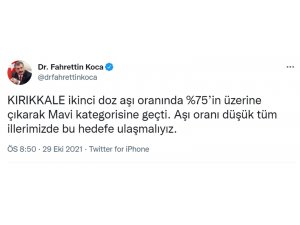 Kırıkkale aşılamada ’mavi’ kategoriye geçti