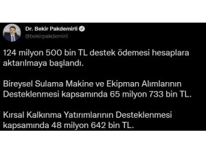 Bakan Pakdemirli: "124 milyon liralık destek ödemesi hesaplara aktarılmaya başlandı"