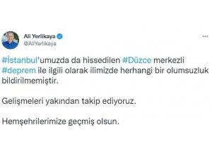 İstanbul Valisi Yerlikaya’dan deprem paylaşımı