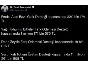 Bakan Pakdemirli: “13 milyon lirayı aşkın destek ödemesi hesaplara aktarılmaya başlandı”