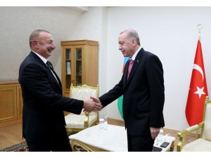 Cumhurbaşkanı Erdoğan, Azerbaycan Cumhurbaşkanı Aliyev ile görüştü