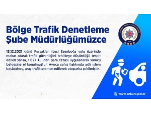 Trafikte makas atan sürücüye bin 627 TL ceza