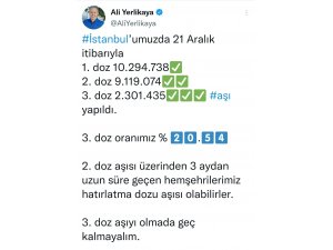 İstanbul Valisi Yerlikaya’dan 3’üncü doz aşı için çağrı