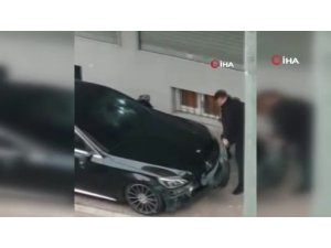 Öfkeli koca dehşet saçtı: Eşinin lüks otomobilini pert etti