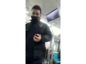 Marmaray’da maske takmayan yolcularla güvenliğin tartışması kamerada