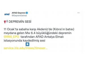 Akdeniz’de 6.4 büyüklüğündeki depremin ürkütücü sesi kaydedildi