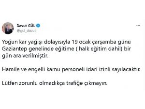 Gaziantep’te eğitime 1 gün daha ara verildi