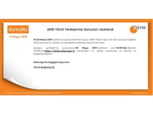 2018-YDUS yerleştirme sonuçları açıklandı