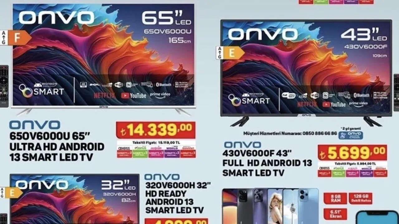 ONVO 320v6000h 32 hd ready android 13 smart led tv