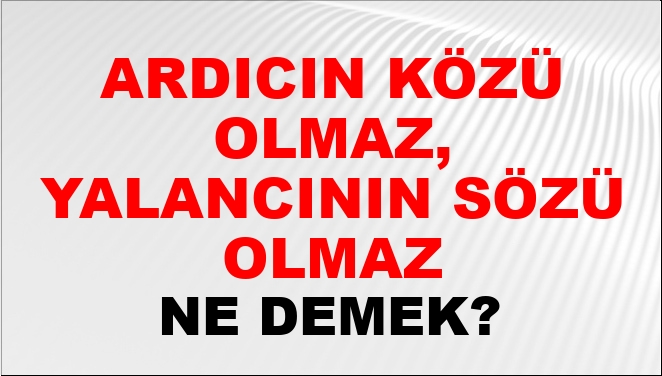 Ardıcın közü olmaz atasözünün anlamı nedir?