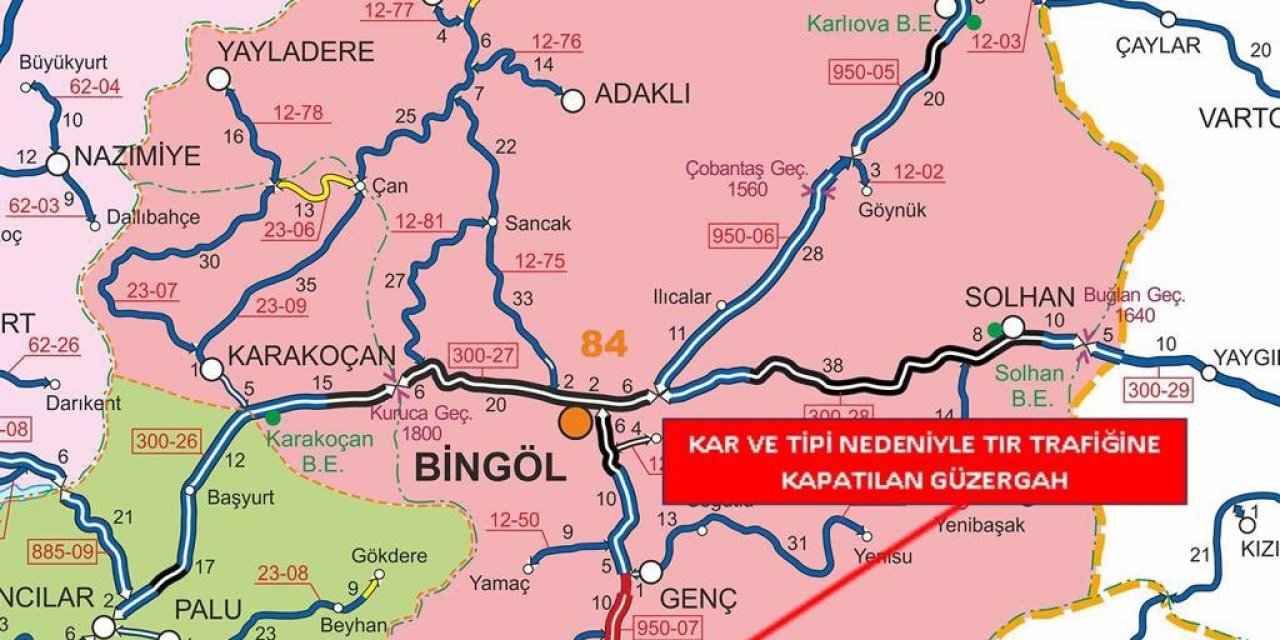 Kar karayolunu kapattı! Bingöl - Diyarbakır yolu trafiğe kapatıldı