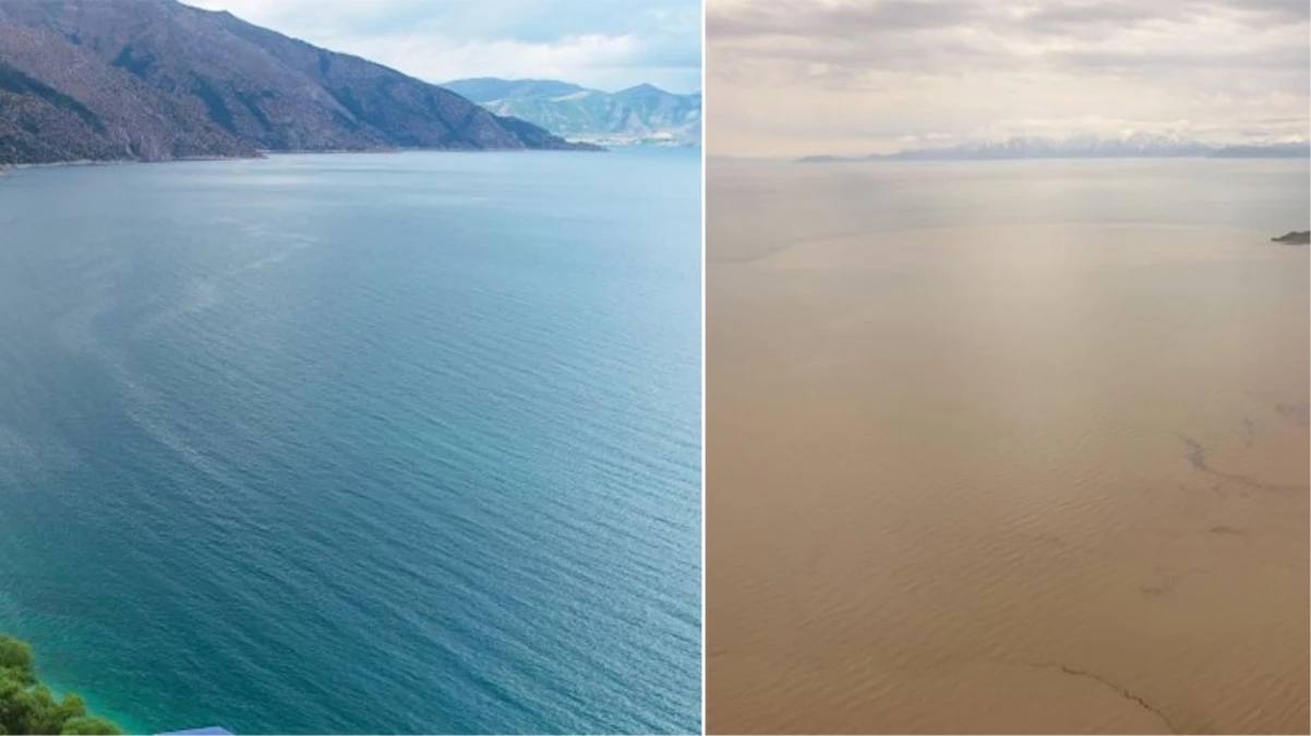 "Şoke Edici Olay! Van Gölü Aniden Kahverengine Döndü, İnanılmaz Görüntüler Burada