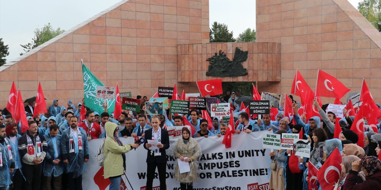Erzurum'da üniversite öğrencileri Filistin için toplandı