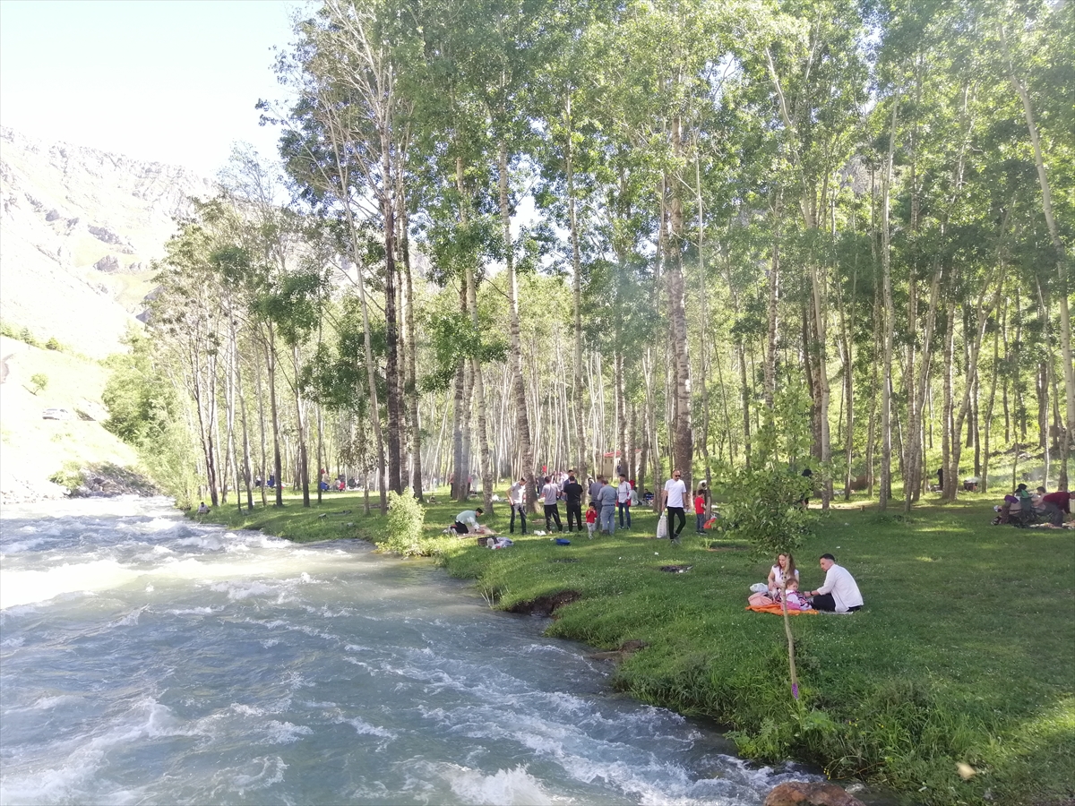 Van'da vatandaşlar Müküs Çayı kıyısında serinliyor