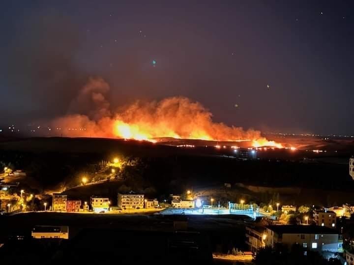 Diyarbakır’da anız yangını rüzgarın etkisiyle geniş alana yayıldı