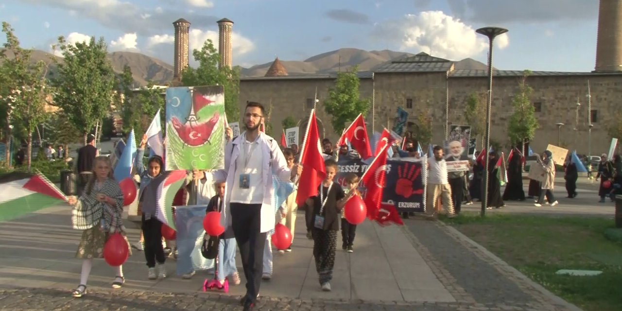 Erzurum’da İsrail'e sessiz protesto yürüyüşü