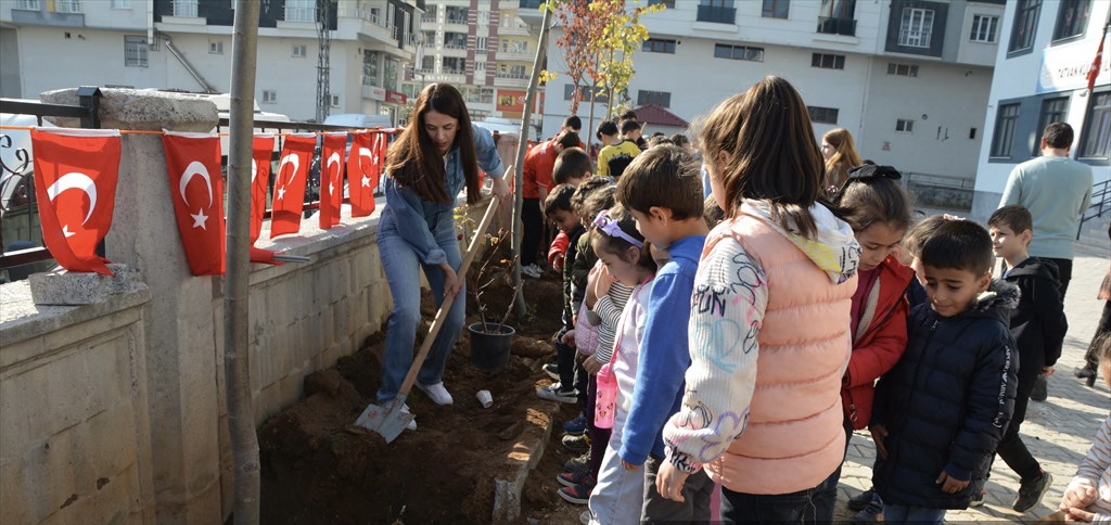 Bitlis’te öğrenciler okul bahçelerine fidan dikti