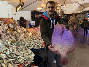 2 kilo 800 gram kalkan balığı 450 liraya alıcı buldu