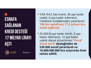 Bakanlık açıkladı: ’Esnafa kredi desteği 17 milyar lirayı aştı’