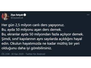 Milli Eğitim Bakanı Selçuk: "Her gün 2 buçuk milyon canlı ders yapıyoruz"