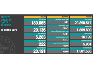 Son 24 saatte korona virüsten 222 kişi hayatını kaybetti