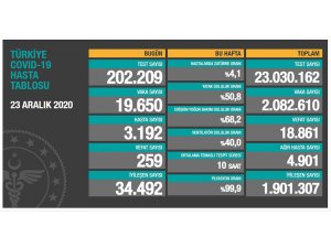 Son 24 saatte korona virüsten 259 kişi hayatını kaybetti