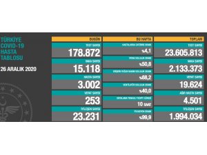 Son 24 saatte korona virüsten 253 kişi hayatını kaybetti