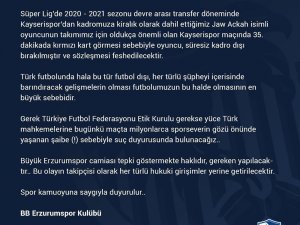 BB Erzurumspor Jaw Achka’yı süresiz kadro dışı bıraktı