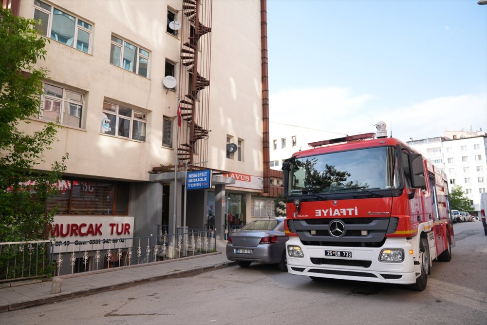 Erzurum'da iş merkezinde korkutan yangın