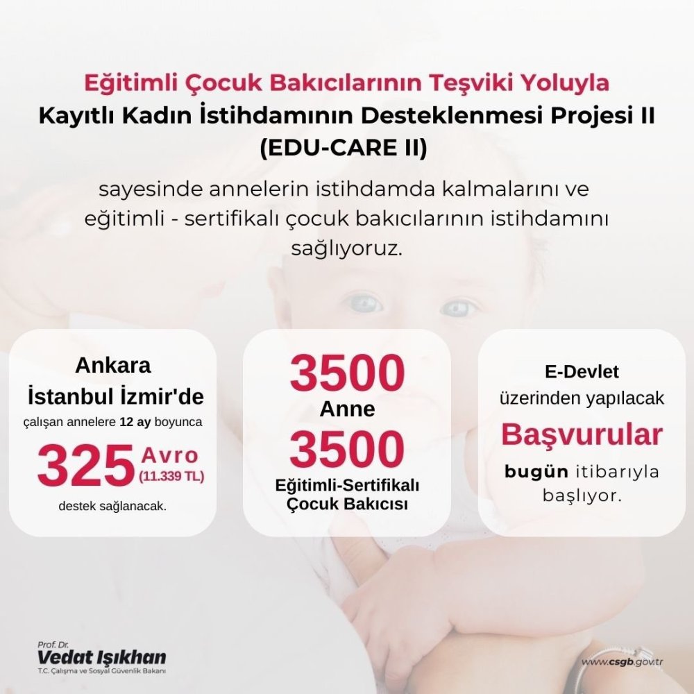 Bakan Işıkhan çalışan annelere müjdeyi duyurdu: 325 euro destek verilecek