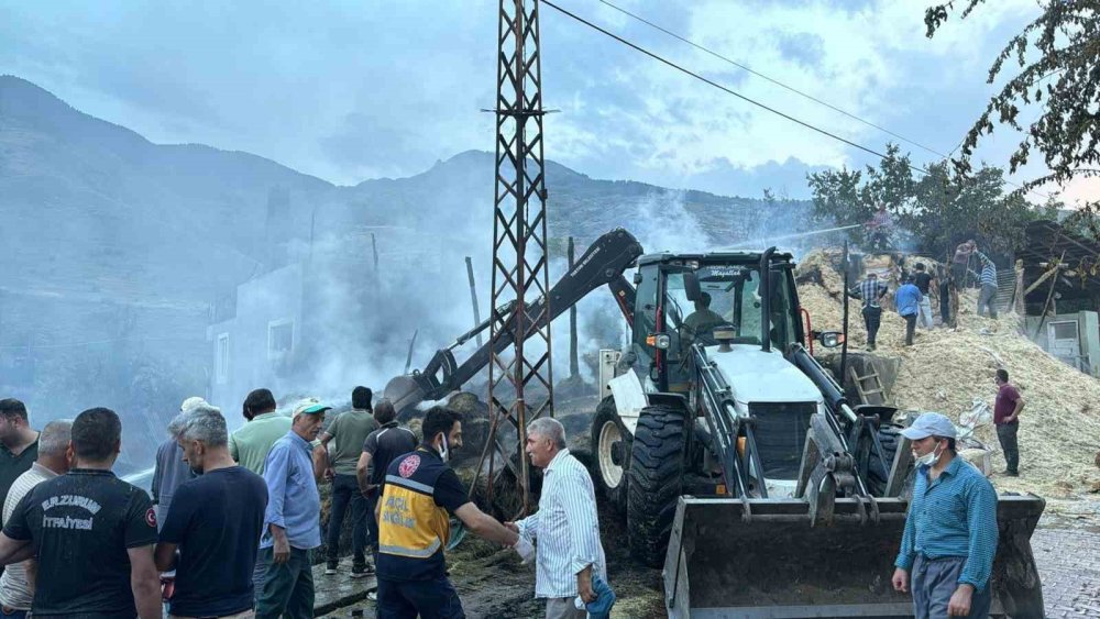 Erzurum’da 2 ev, 1 samanlık, 1 ahır küle döndü