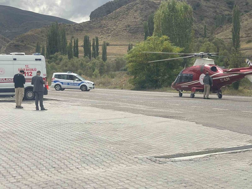 Erzurum'da kalp krizi geçiren hasta için ambulans helikopter yola indi