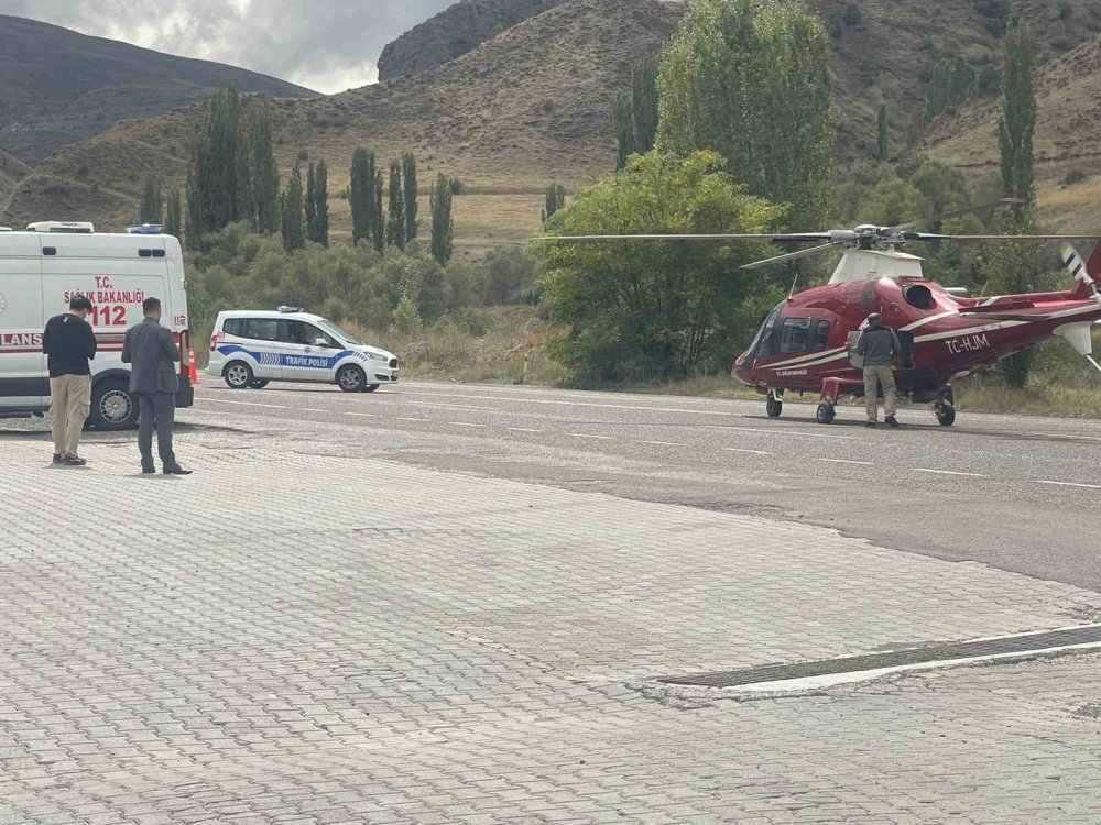 Erzurum'da kalp krizi geçiren hasta için ambulans helikopter yola indi