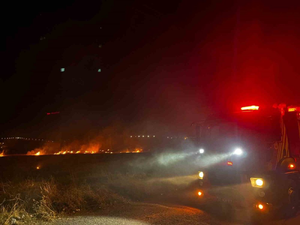 Diyarbakır’da yol kenarındaki yangın sürücülere zor anlar yaşattı